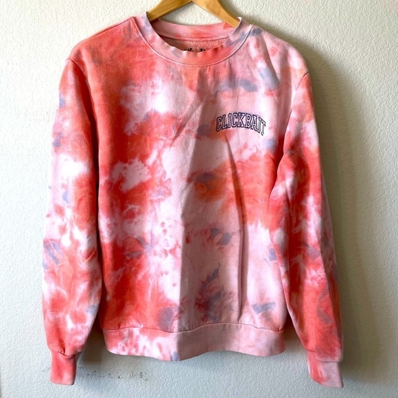 Clickbait Fanjoy Pink Blue Tie Dye Sweatshirt Size Small - Picture 1 of 8
